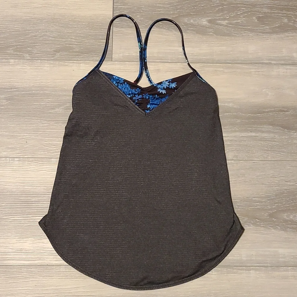💀Lululemon Roll Out Tank in Heathered Black / Petal Pop Multi / Black - Picture 5 of 14
